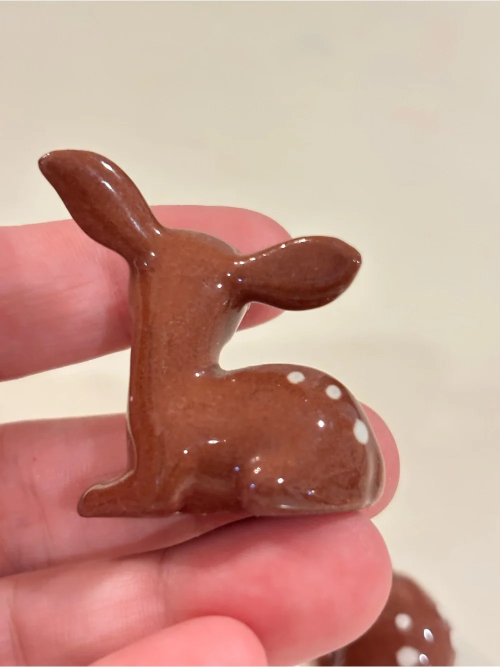 Vintage Hagen Renaker Mini Fawns Sitting And Sleeping Brown Spotted Deers